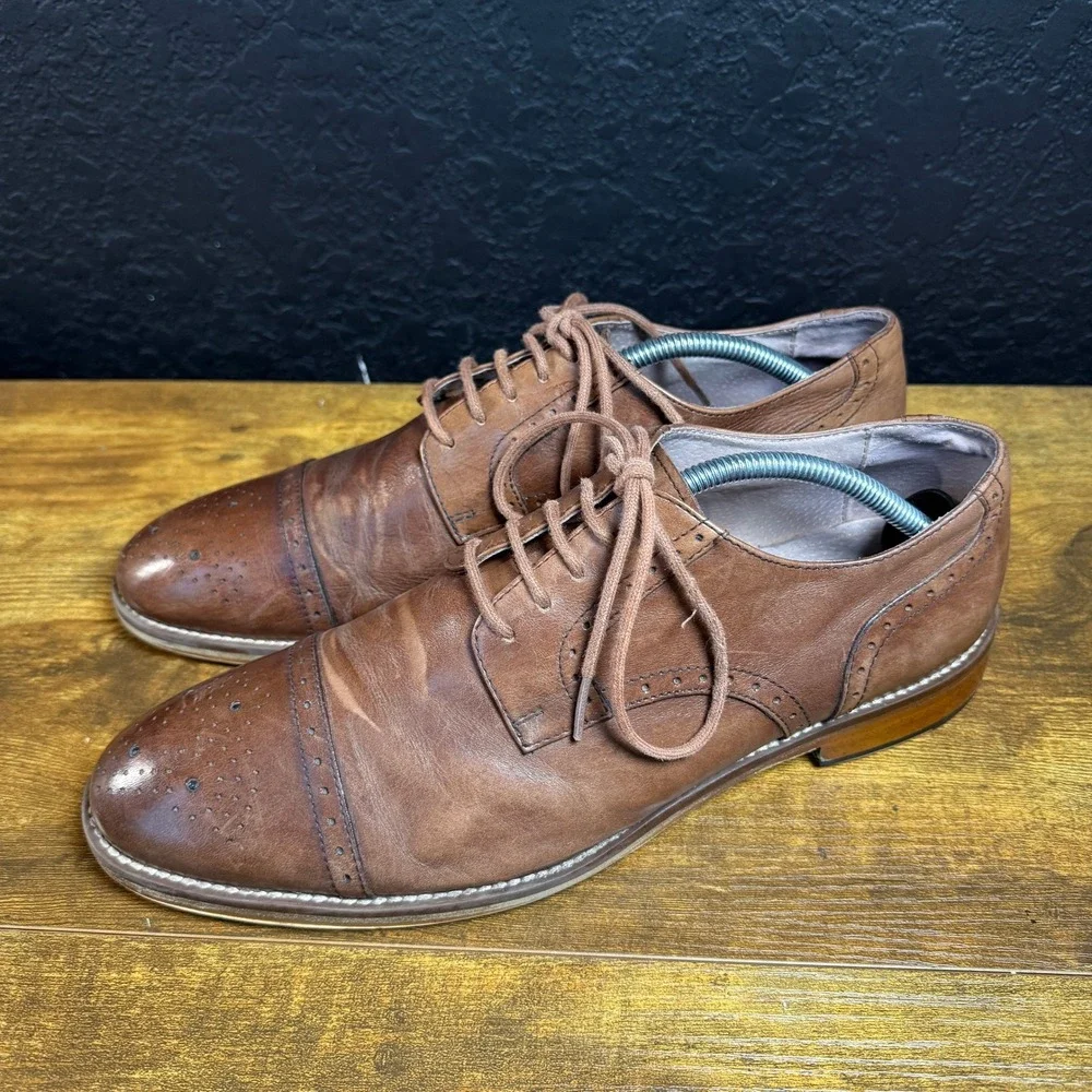 Johnston & Murphy Conard 25-1993 Brown Leather‎ Oxford Shoes Mens 10.5M